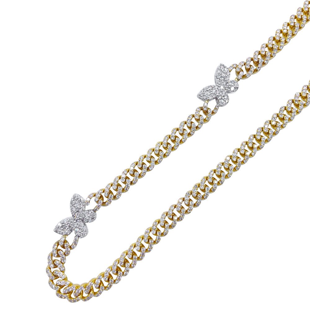 Butterfly Diamond Cuban Chain 10.34 Carats 10K Yellow / White Gold HipHopBling