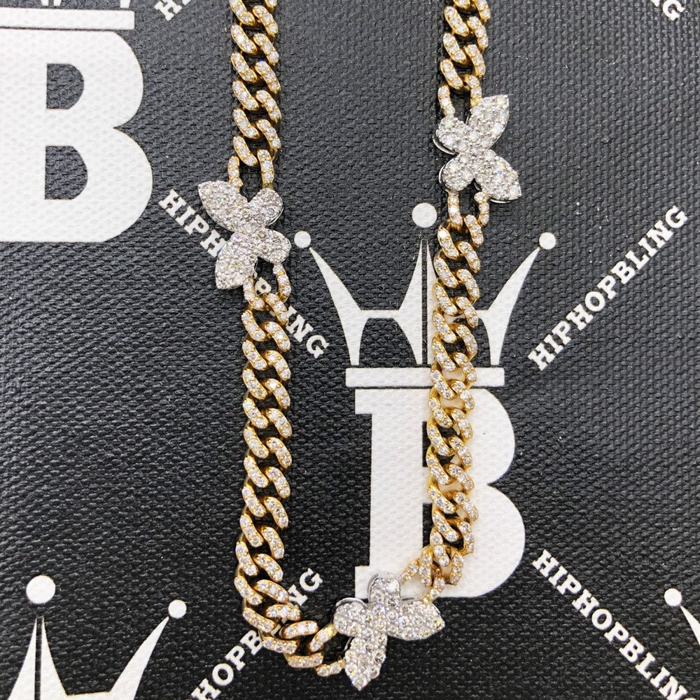 Butterfly Diamond Cuban Chain 10.34 Carats 10K Yellow / White Gold HipHopBling