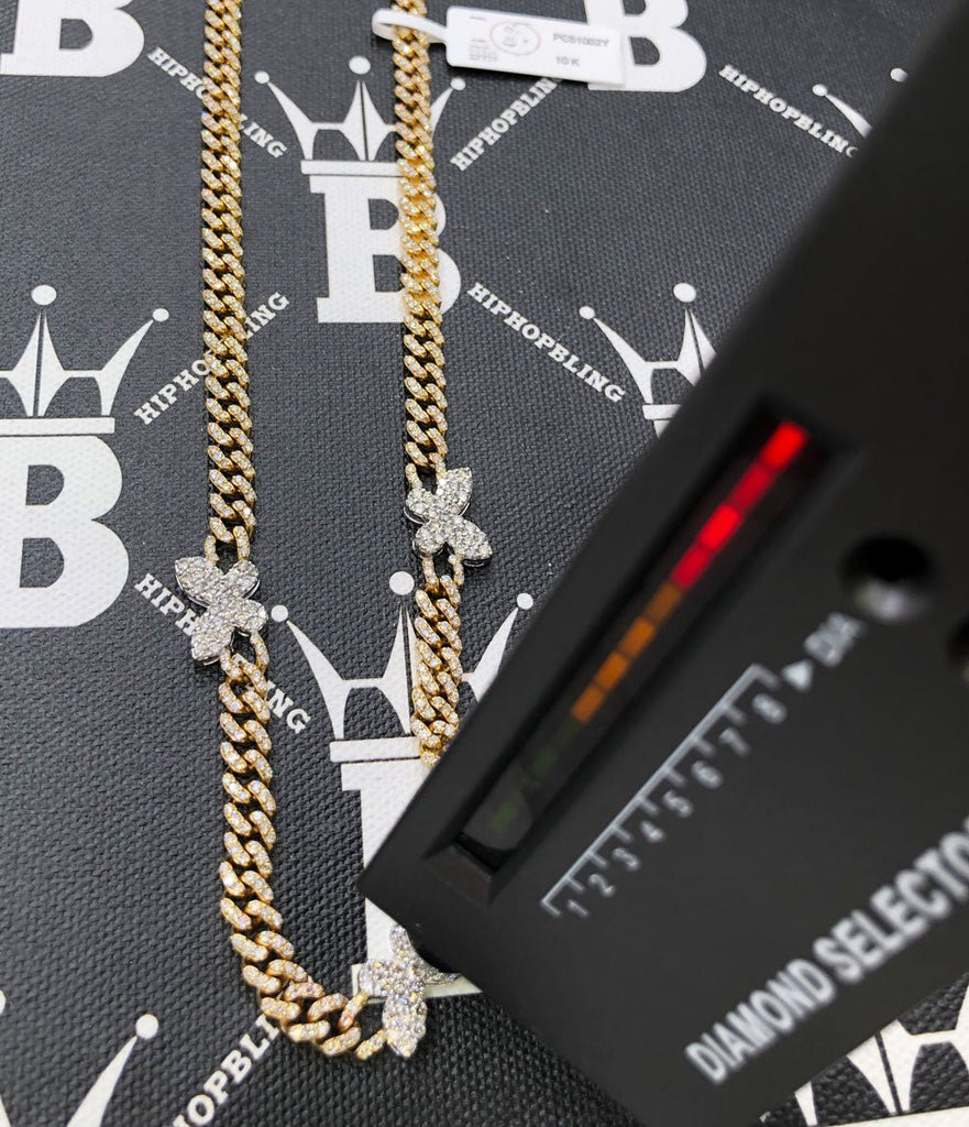 Butterfly Diamond Cuban Chain 10.34 Carats 10K Yellow / White Gold HipHopBling