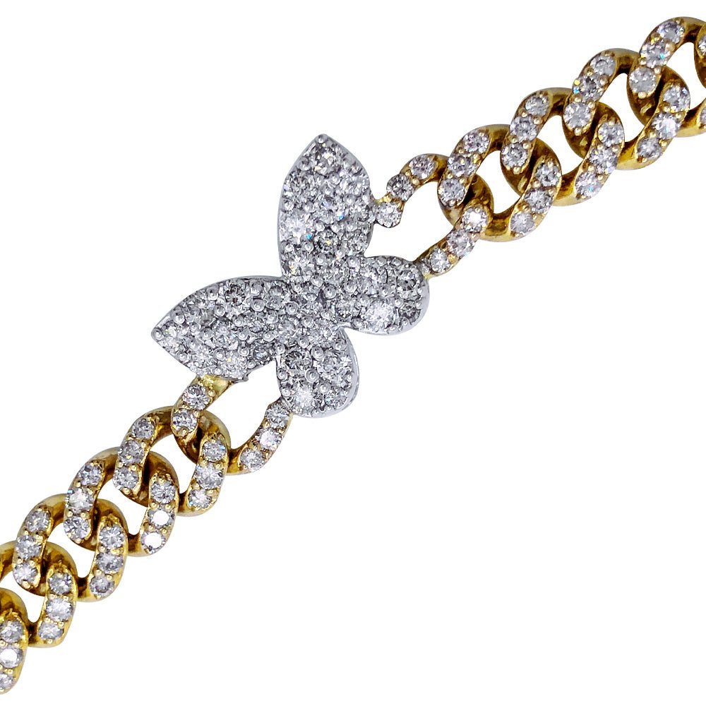 Butterfly Diamond Cuban Chain 10.34 Carats 10K Yellow / White Gold HipHopBling