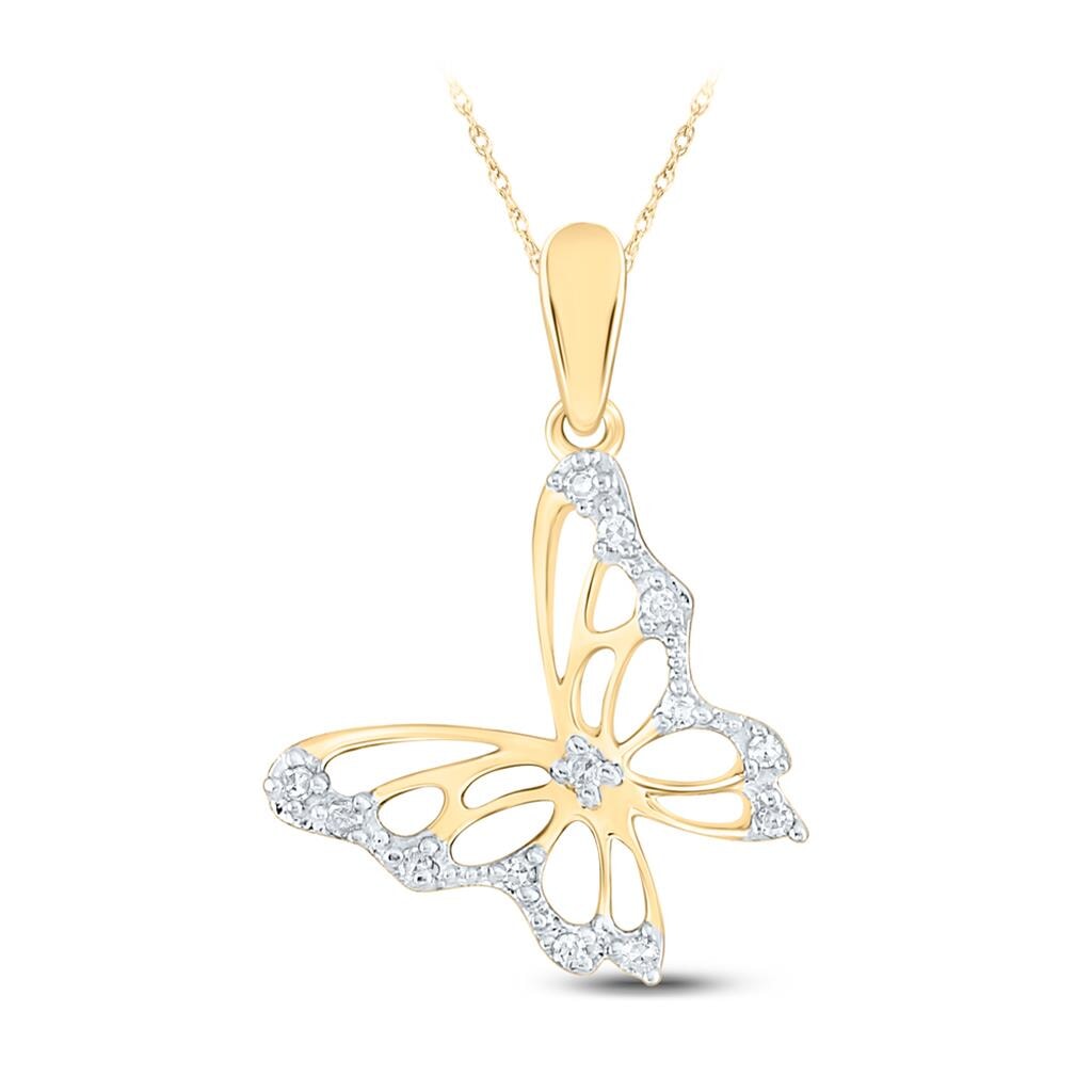 Butterfly Diamond Pendant 10K Gold 10K Yellow Gold HipHopBling