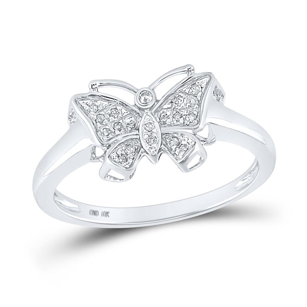 Butterfly Diamond Ring 10K Gold 10K White Gold HipHopBling
