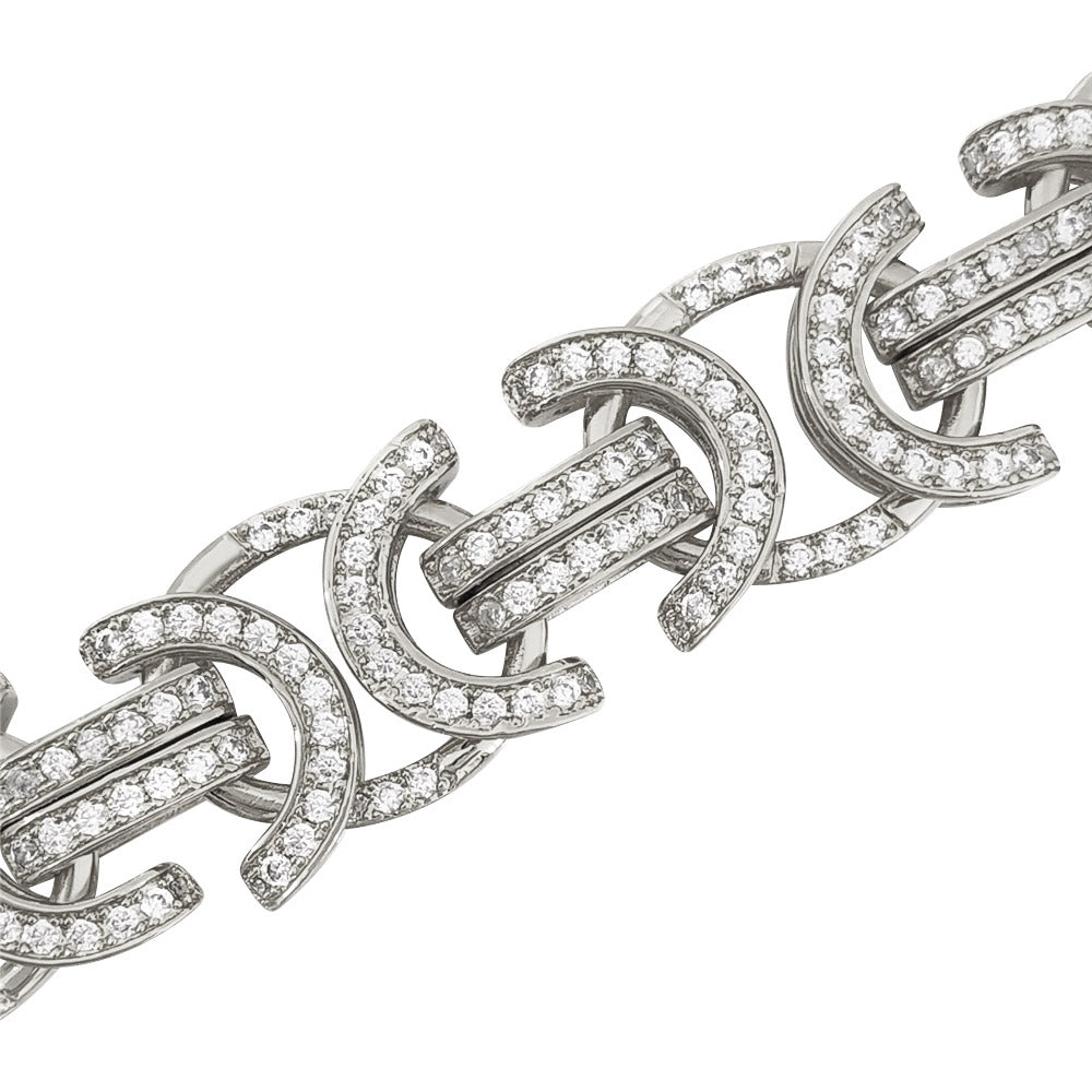 Byzantine Moissanite Bracelet Iced Out .925 Sterling Silver 8" Bracelet HipHopBling