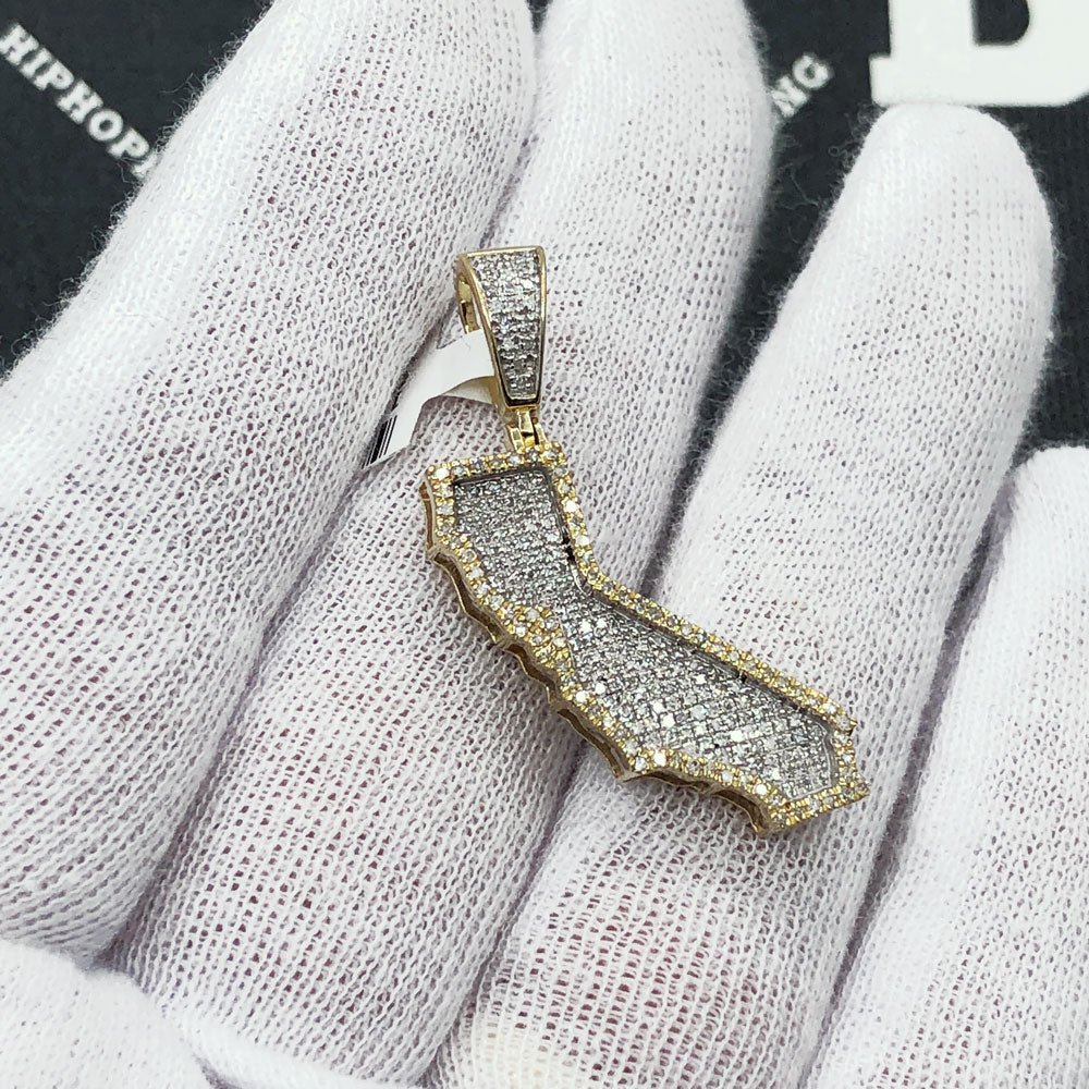 California Cutout Diamond Pendant .55cttw 10K Yellow Gold HipHopBling