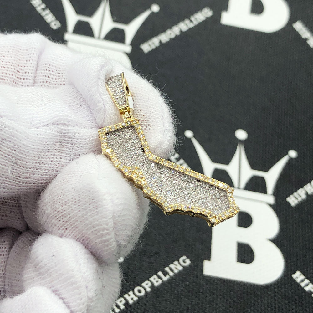 California Cutout Diamond Pendant .55cttw 10K Yellow Gold HipHopBling