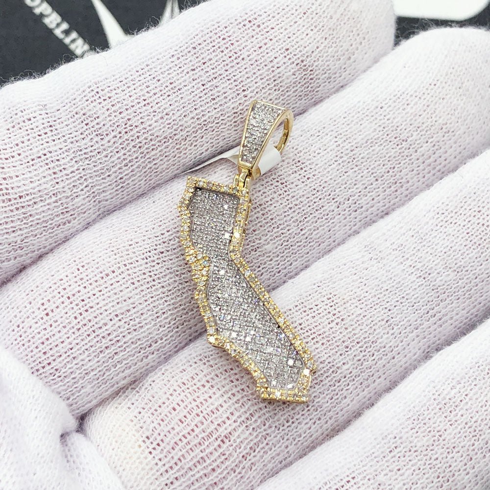 California Cutout Diamond Pendant .55cttw 10K Yellow Gold HipHopBling