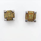 Canary 3D Cube Diamond .28cttw Earrings .925 Sterling Silver HipHopBling