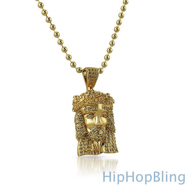 Canary Micro Jesus Piece Pendant Gold HipHopBling