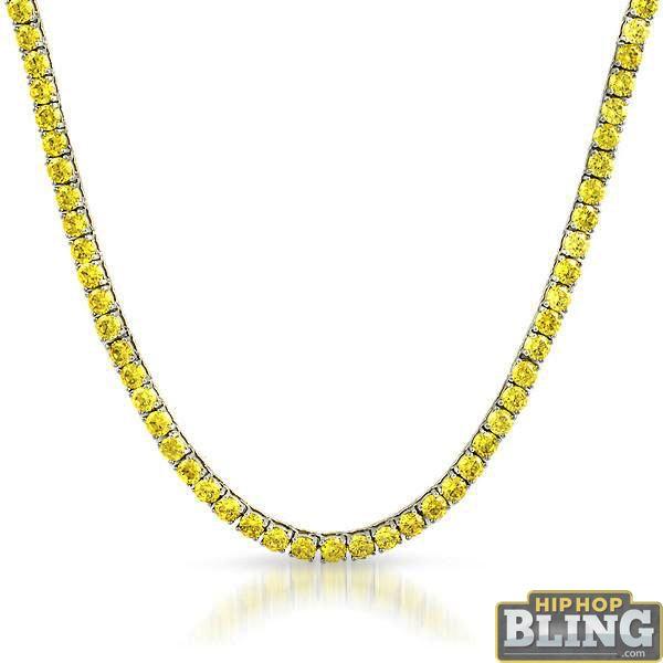 Canary Yellow 4MM CZ Stainless Steel Tennis Chain HipHopBling