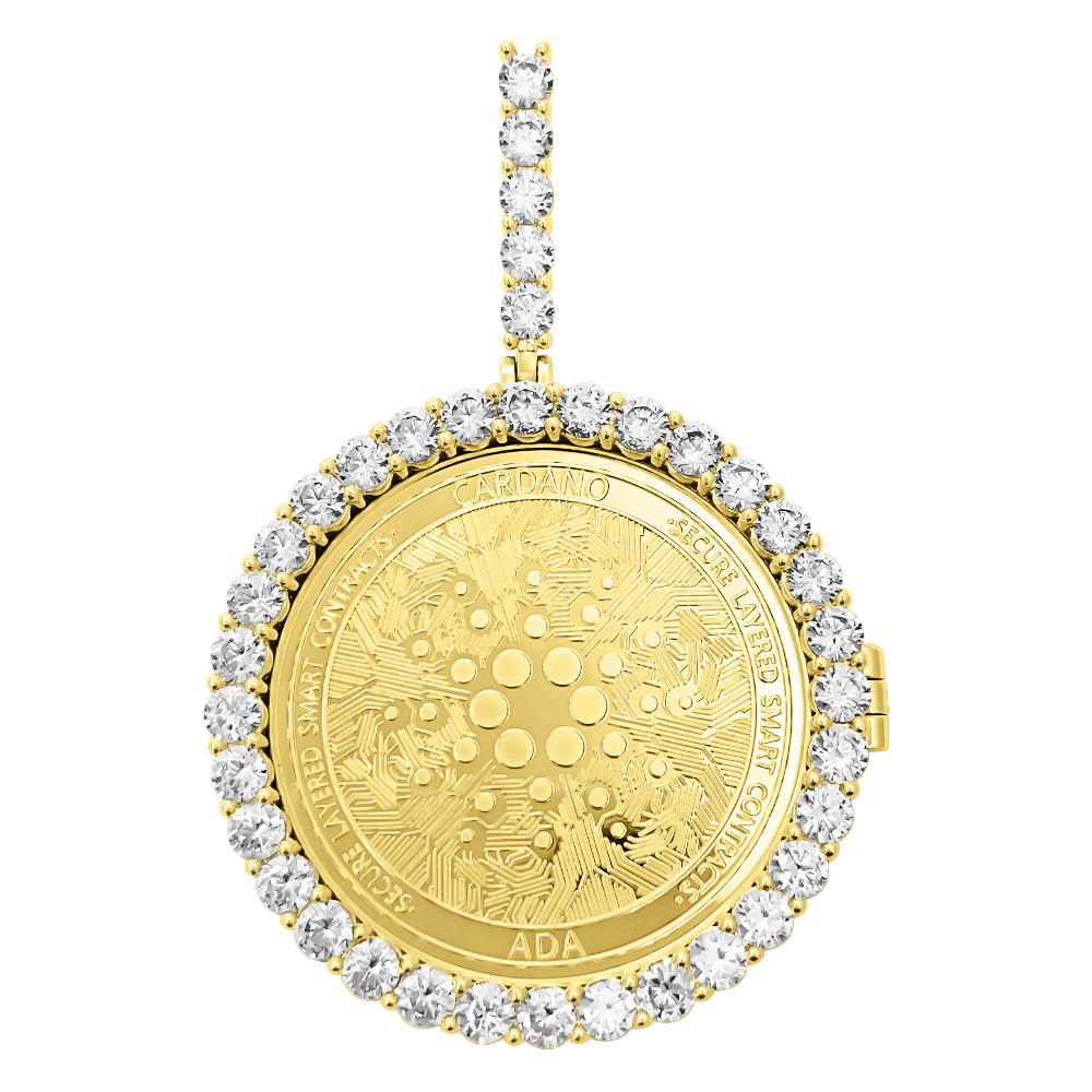 Cardano ADA Coin Iced Out Frame Pendant HipHopBling