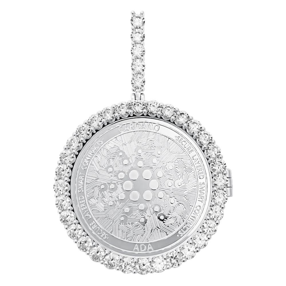 Cardano ADA Coin Iced Out Frame Pendant Yellow Gold Tennis CZ Frame HipHopBling