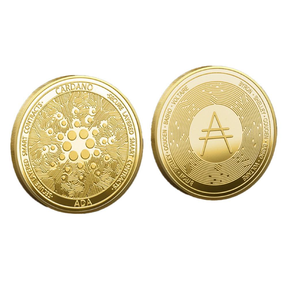 Cardano ADA Coin Iced Out Frame Pendant Yellow Gold Tennis CZ Frame HipHopBling
