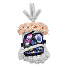 Cartoon Jesus Black Face VVS CZ Iced Out Pendant White Gold HipHopBling