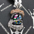 Cartoon Jesus Black Face VVS CZ Iced Out Pendant White Gold HipHopBling