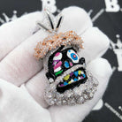 Cartoon Jesus Black Face VVS CZ Iced Out Pendant White Gold HipHopBling