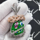 Cartoon Jesus Green Face VVS CZ Iced Out Pendant White Gold HipHopBling