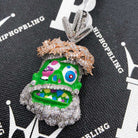 Cartoon Jesus Green Face VVS CZ Iced Out Pendant White Gold HipHopBling