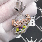 Cartoon Jesus Yellow Face VVS CZ Iced Out Pendant Yellow Gold HipHopBling