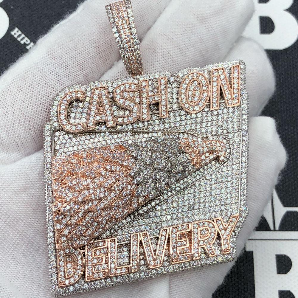Cash on Delivery COD CZ Iced Out Pendant Rose Gold HipHopBling
