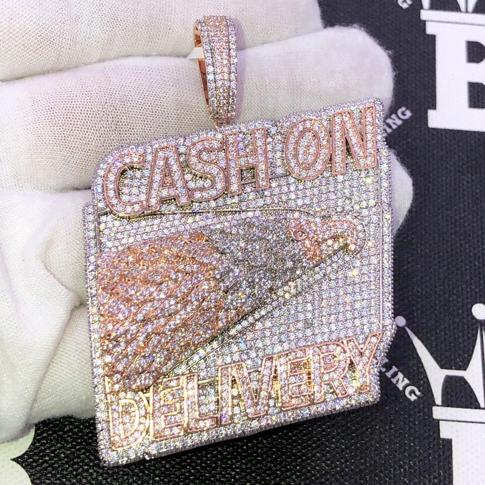 Cash on Delivery COD CZ Iced Out Pendant Rose Gold HipHopBling