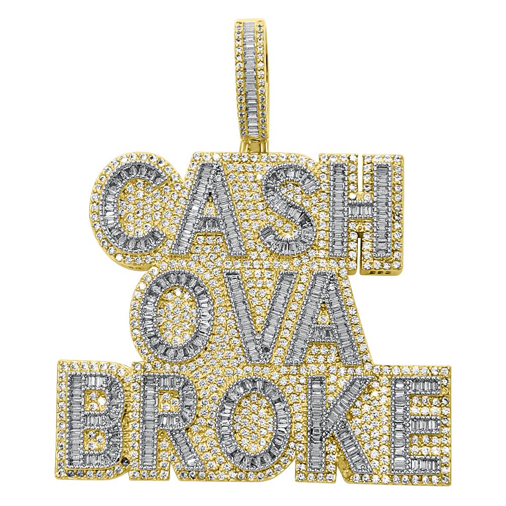Cash Ova Broke Baguette VVS CZ Iced Out Pendant HipHopBling
