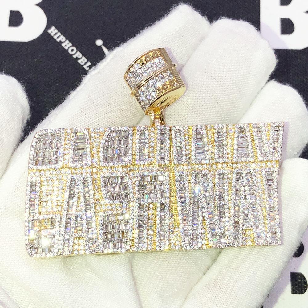 CASHWAY Baguette CZ Iced Out Pendant Yellow Gold HipHopBling