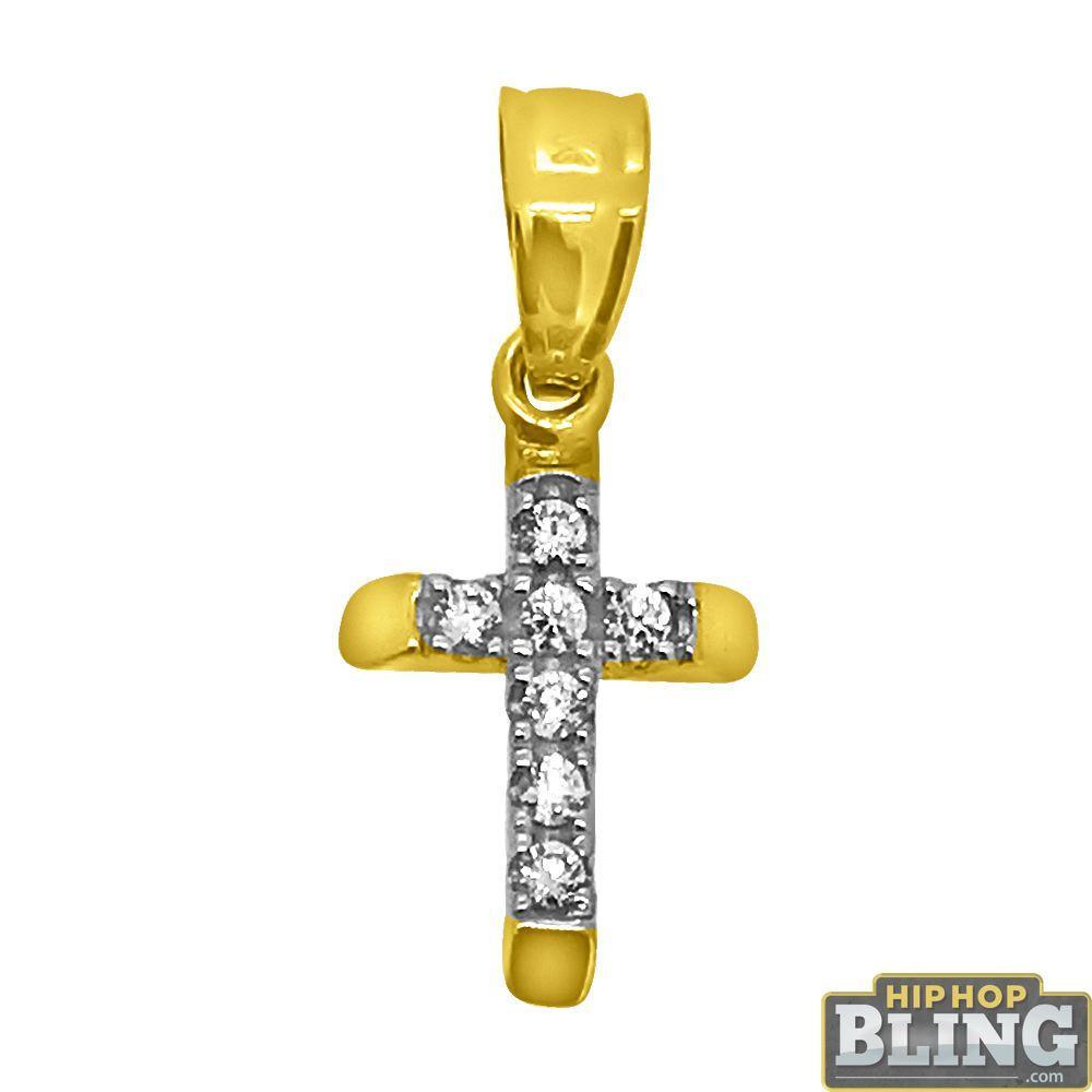 Centimeter CZ Bling Cross Hollow 10K Gold HipHopBling