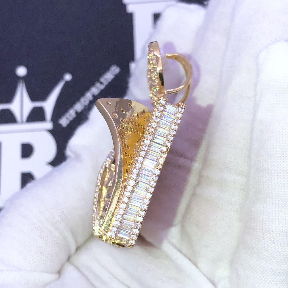 CEO $100 Bill Stack CZ Hip Hop Iced Out Pendant Yellow Gold HipHopBling