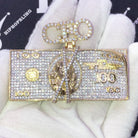 CEO $100 Bill Stack CZ Hip Hop Iced Out Pendant Yellow Gold HipHopBling