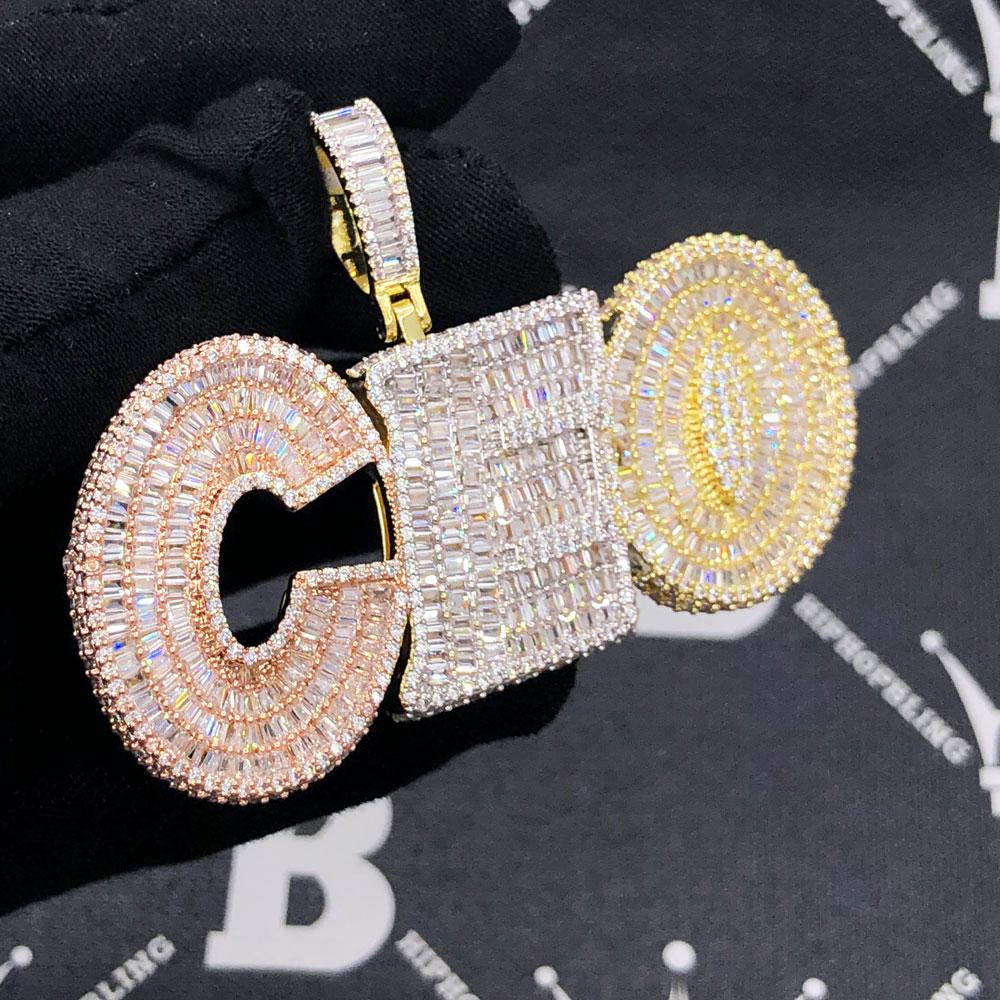 CEO 3D 3 Tone Baguette VVS CZ Iced Out Pendant 3 Tone HipHopBling
