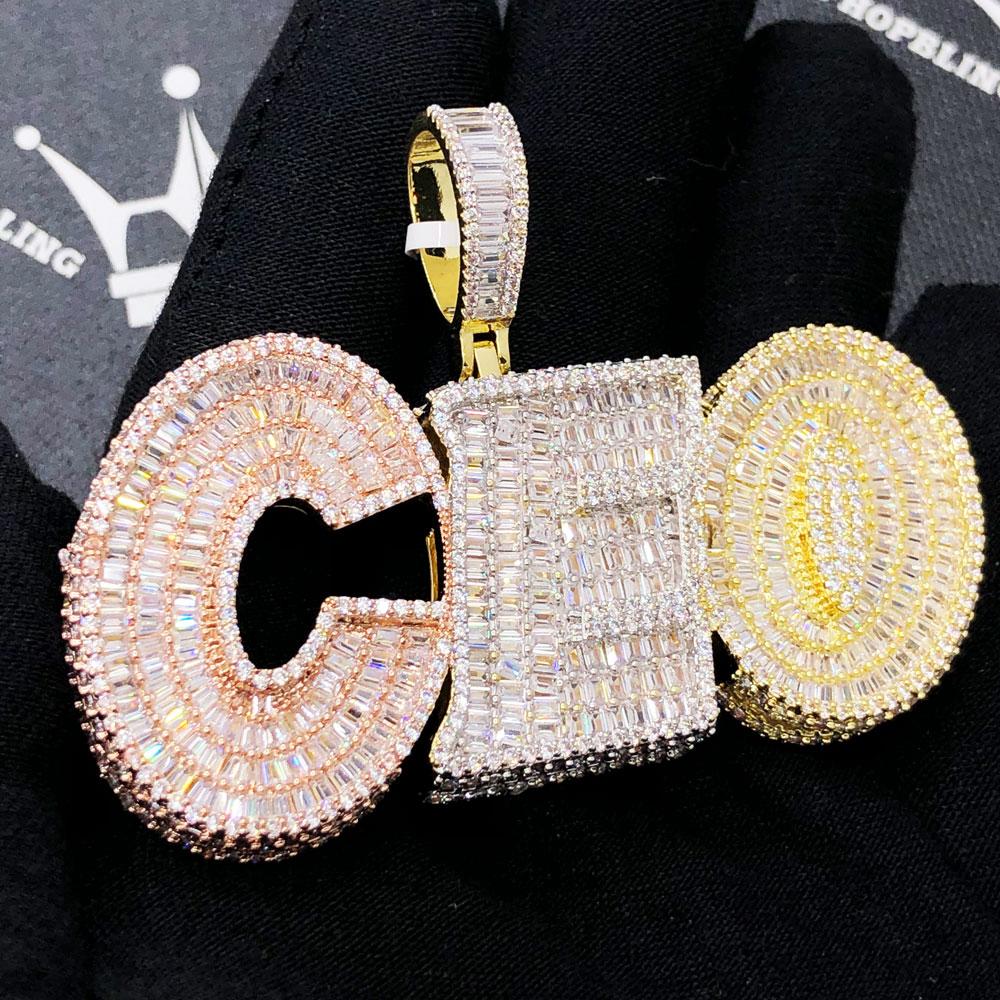 CEO 3D 3 Tone Baguette VVS CZ Iced Out Pendant 3 Tone HipHopBling