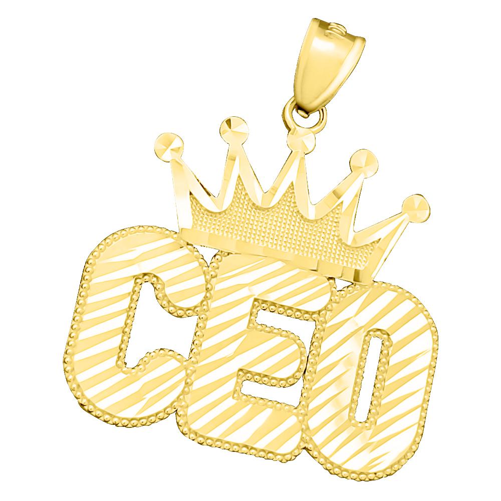 CEO Crown DC 10K Yellow Gold Pendant HipHopBling