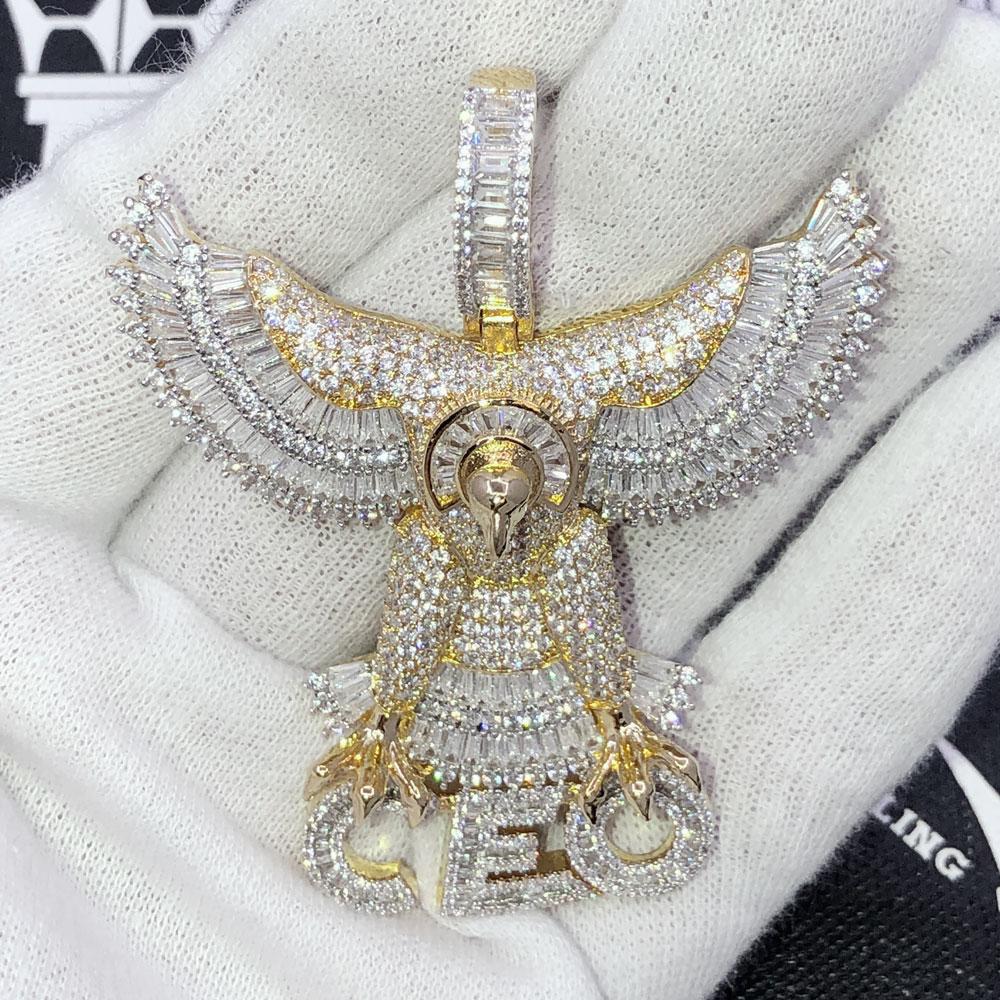 CEO Eagle Baguette VVS CZ Hip Hop Iced Out Pendant Yellow Gold HipHopBling