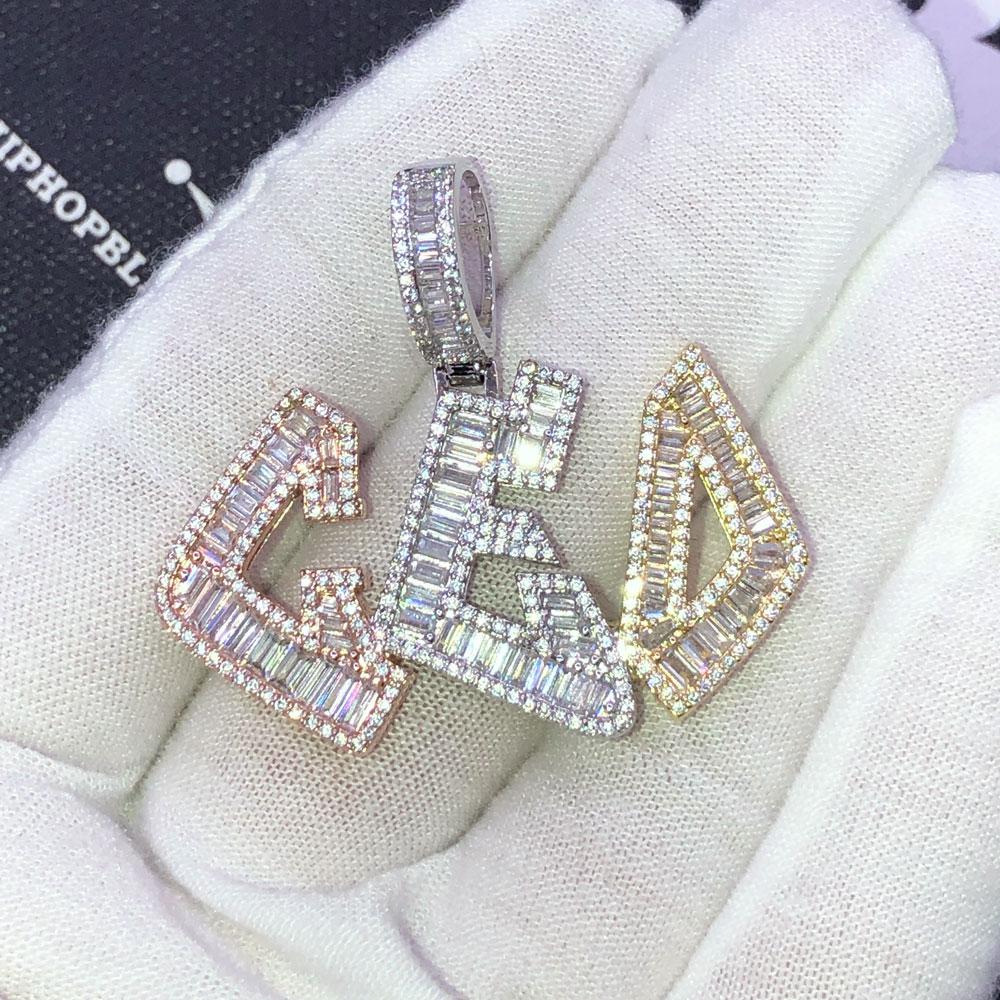 CEO Sharp Baguette 3 Tone VVS CZ Iced Out Pendant 3 Tone HipHopBling