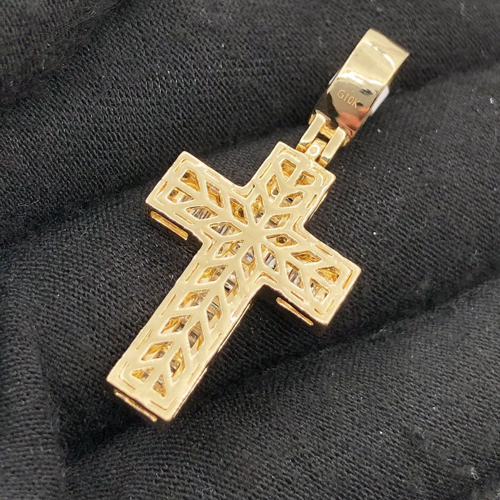 Channel Baguette Cross 1.80cttw Diamond Pendant 10K Gold 10K White Gold HipHopBling
