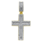 Channel Baguette Cross VVS CZ Hip Hop Iced Out Pendant Yellow Gold HipHopBling