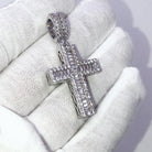 Channel Baguette Cross VVS CZ Hip Hop Iced Out Pendant Yellow Gold HipHopBling