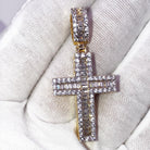 Channel Baguette Cross VVS CZ Hip Hop Iced Out Pendant Yellow Gold HipHopBling