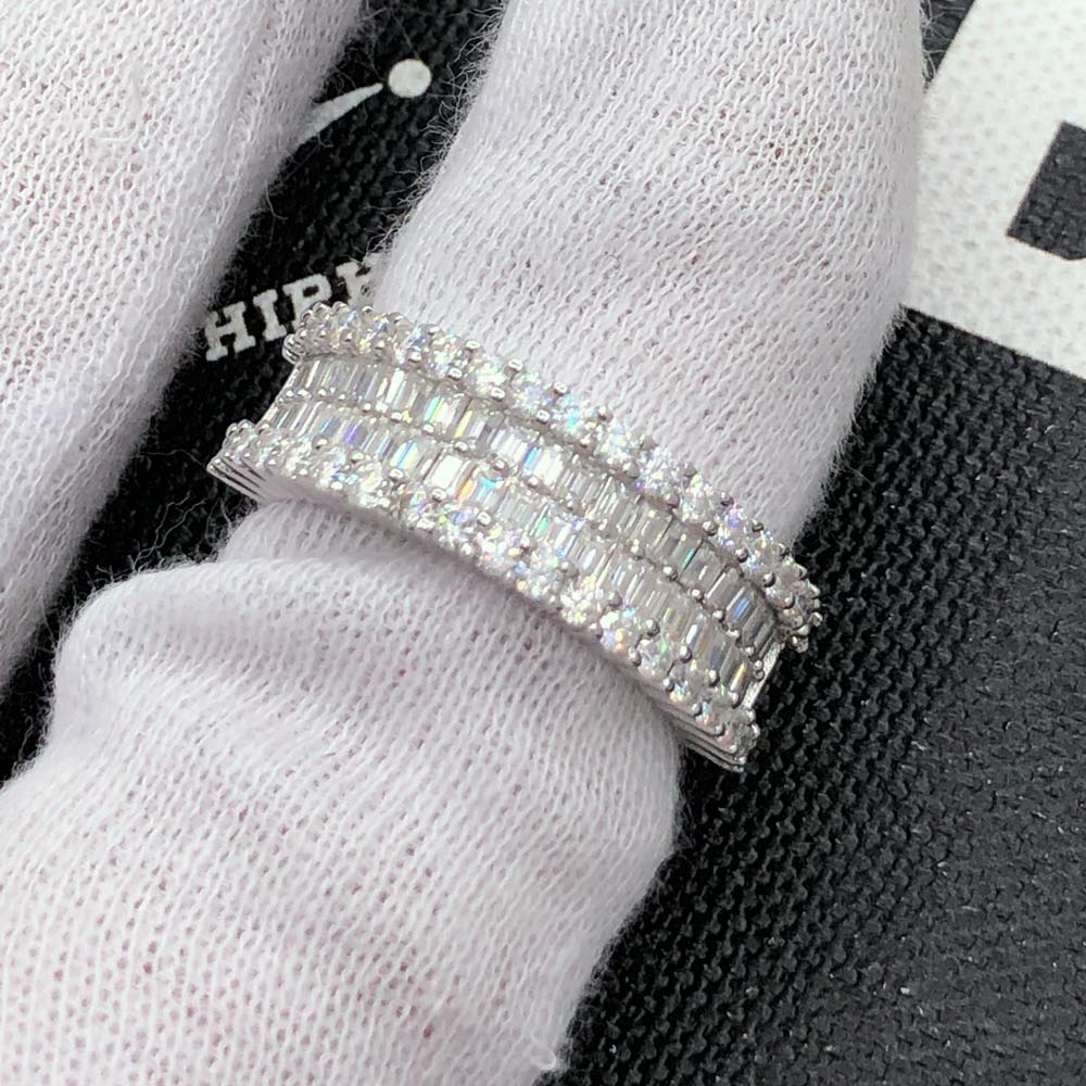 Channel Baguette Iced Out VVS Moissanite Ring .925 Sterling Silver 7 HipHopBling