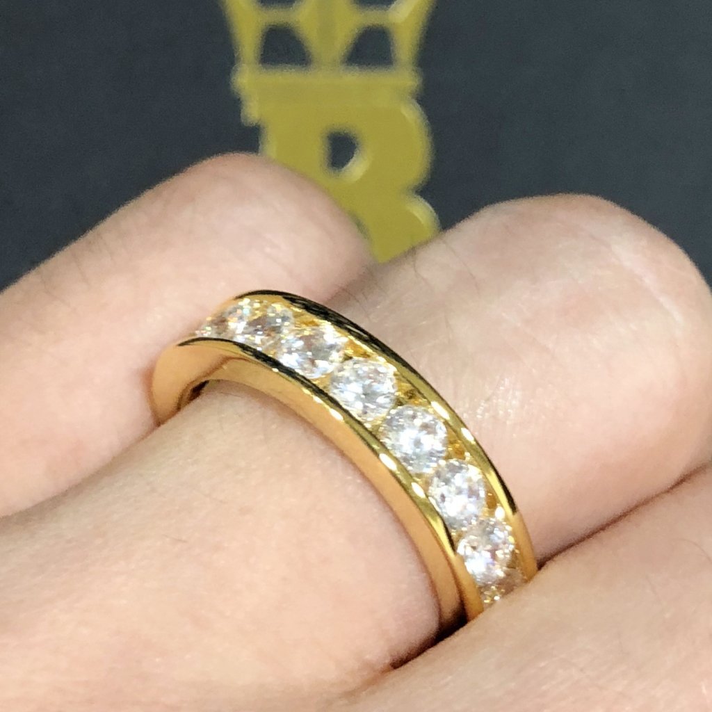 Channel Eternity Band CZ Bling Bling Ring in Gold 6 HipHopBling