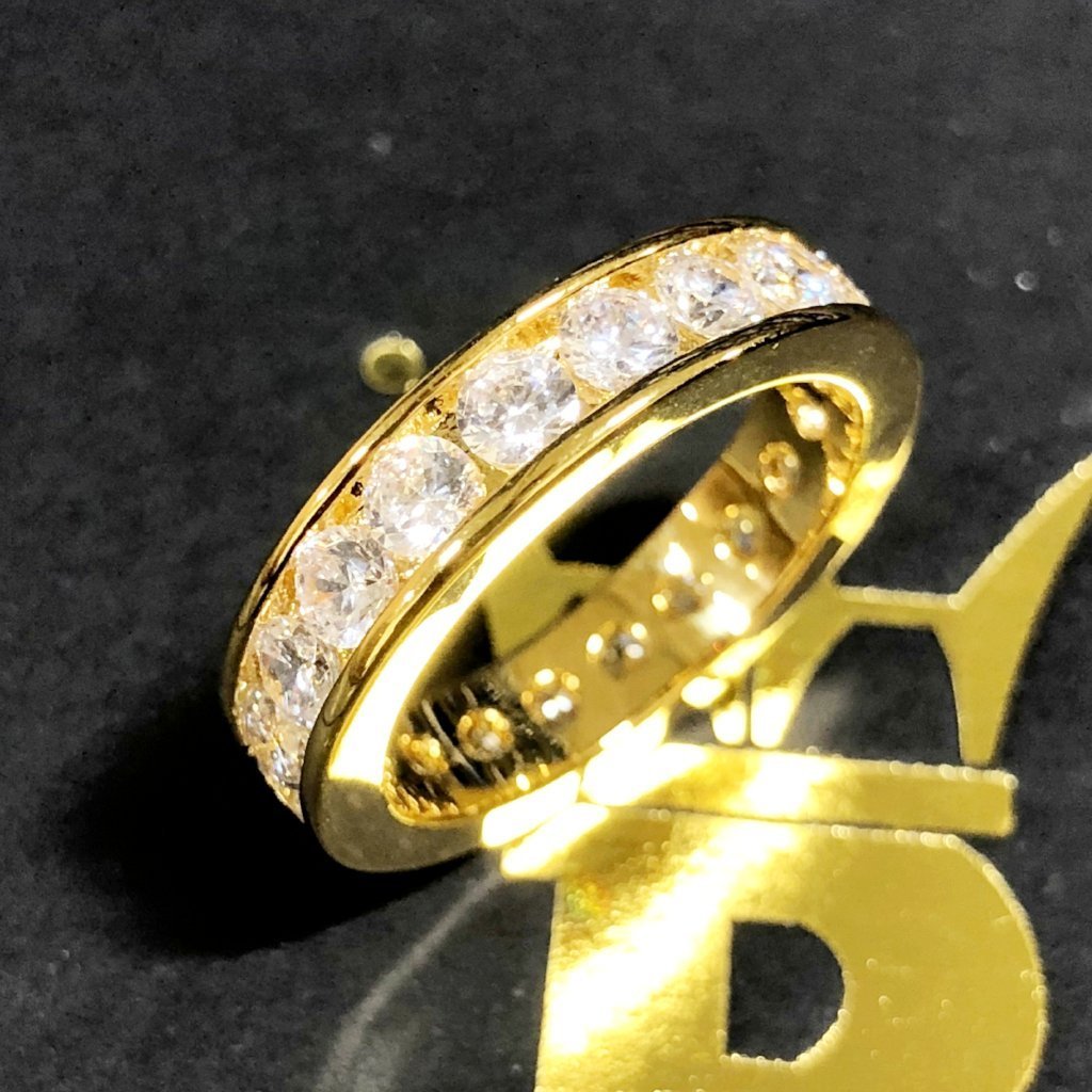 Channel Eternity Band CZ Bling Bling Ring in Gold 6 HipHopBling