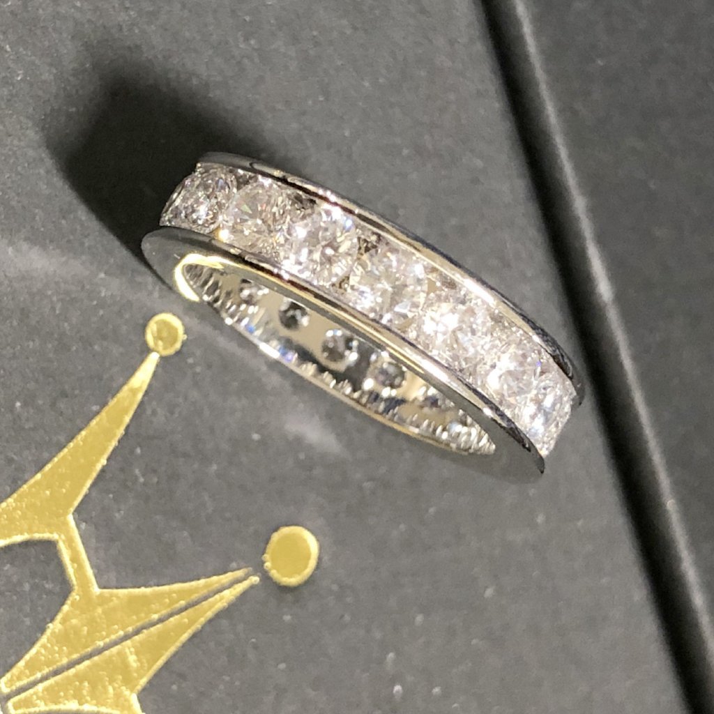 Channel Eternity Band CZ Bling Bling Ring in Rhodium 6 HipHopBling