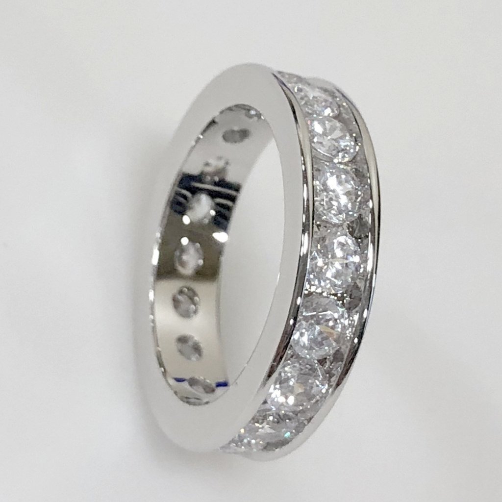 Channel Eternity Band CZ Bling Bling Ring in Rhodium 6 HipHopBling