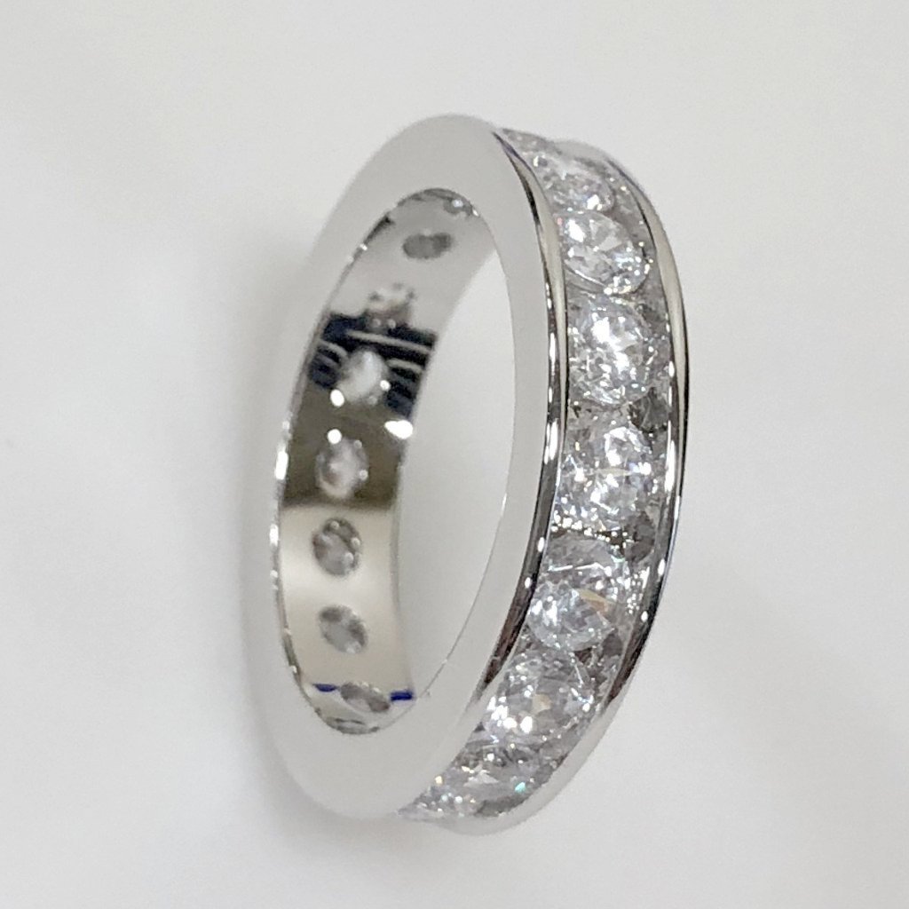 Channel Eternity Band CZ Bling Bling Ring in Rhodium 7 HipHopBling