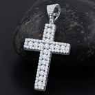 Channel Set Center Cross CZ Iced Out Pendant .925 Sterling Silver Yellow Gold HipHopBling