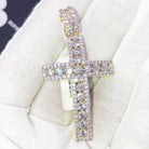 Channel Set Cross CZ Hip Hop Bling Bling Pendant Yellow Gold HipHopBling