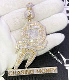 Chasing Money Baguette CZ Hip Hop Iced Out Pendant Yellow Gold HipHopBling