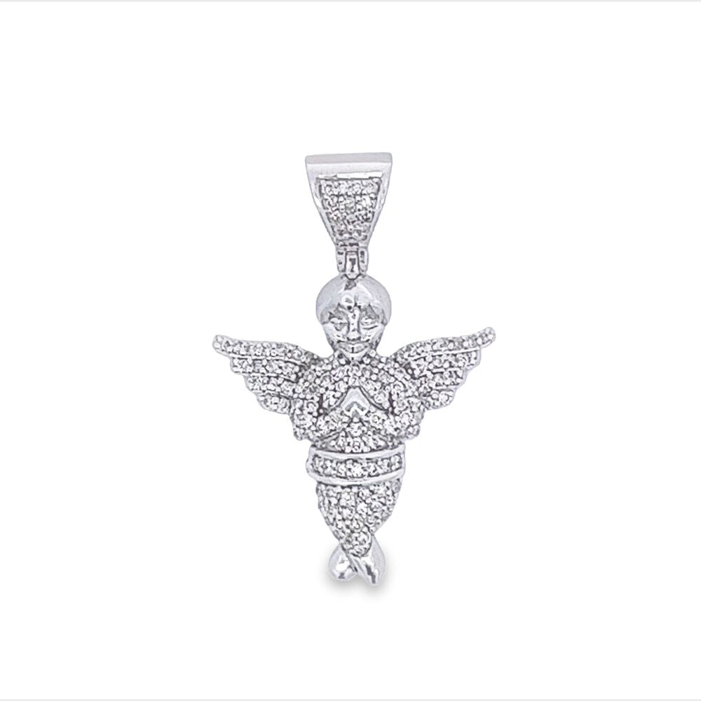 Cherub Angel .57cttw Diamond Pendant 10K White Gold HipHopBling