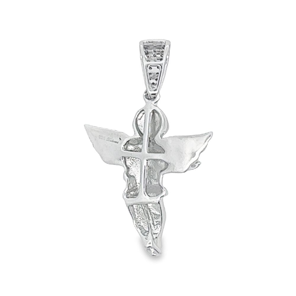 Cherub Angel Mini Diamond Pendant .925 Sterling Silver HipHopBling
