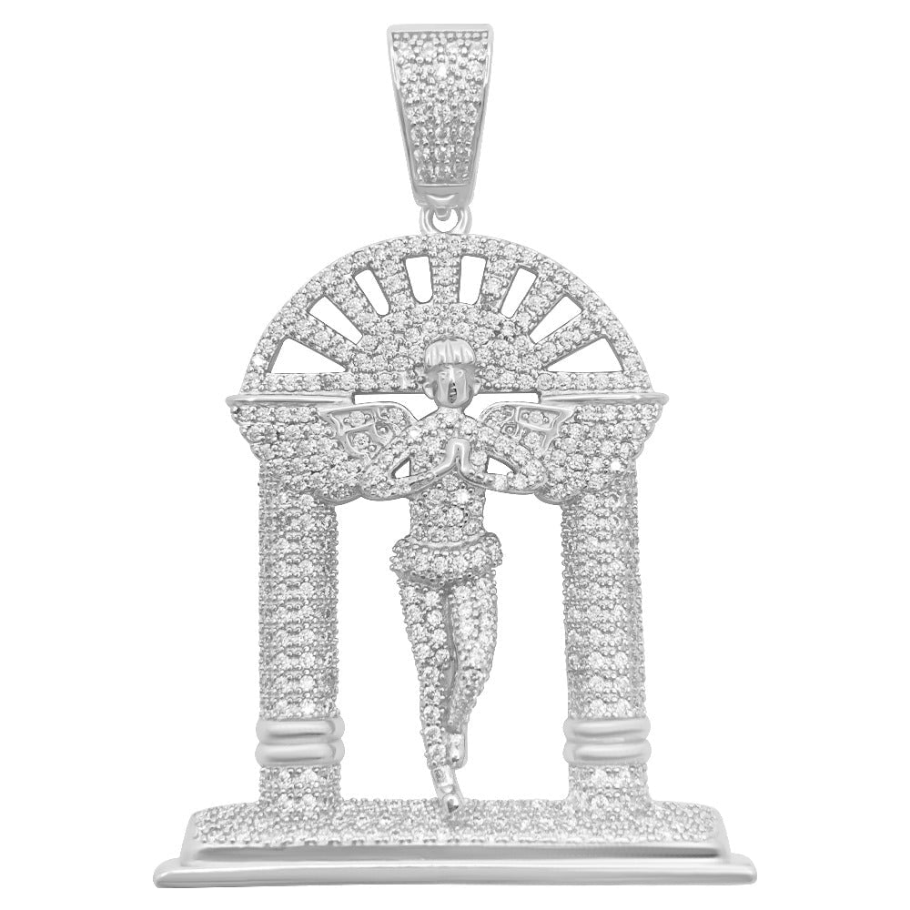 Cherub Angel Podium 1.80 Carat VVS Moissanite Pendant .925 Sterling Silver HipHopBling